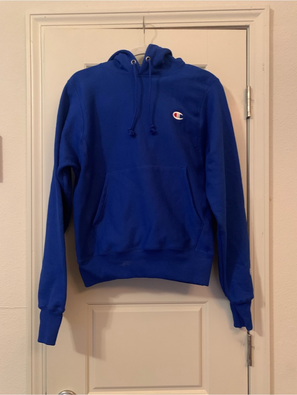 NWT Champion Womens Royal Blue Crewneck Hoodie with Embroidered Logo XS
